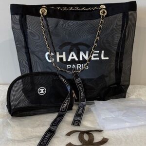 GWP Black Mesh Tote Bag with Chain Strap